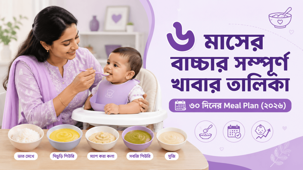 ৬ মাসের বাচ্চার সম্পূর্ণ খাবার তালিকা: ৩০ দিনের Meal Plan (২০২৬)