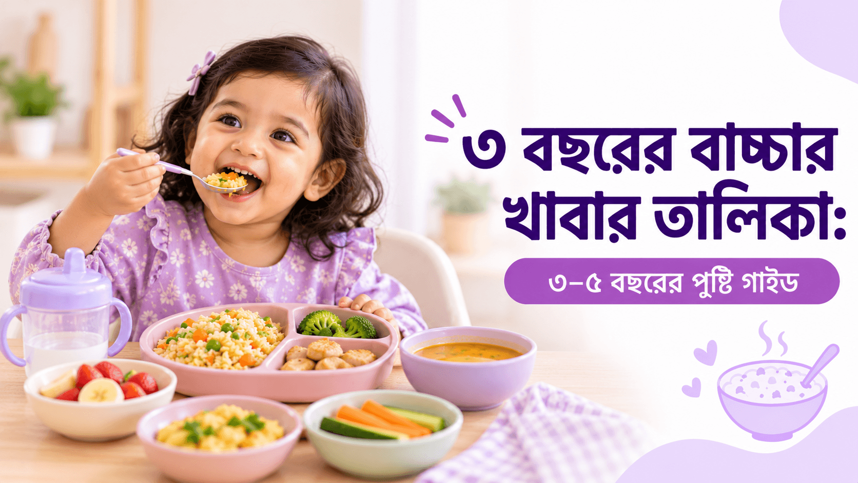 ৩ বছরের বাচ্চার খাবার তালিকা: ৩–৫ বছরের পুষ্টি গাইড